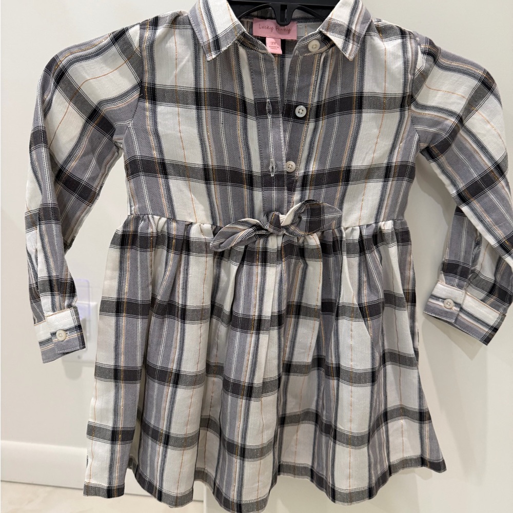 Plaid Long-Sleeve Kids Dress